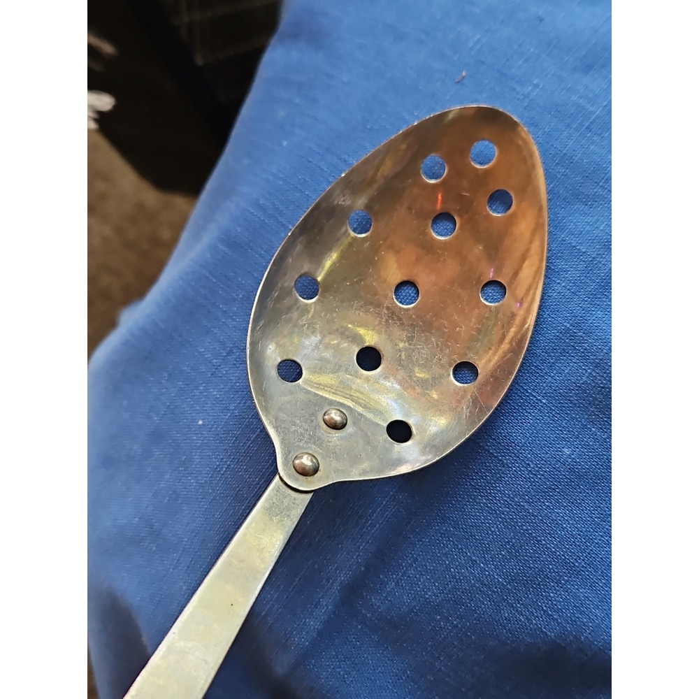 Vintage Atomic Starburst Nasco Starette Stainless Steel Straining Spoon